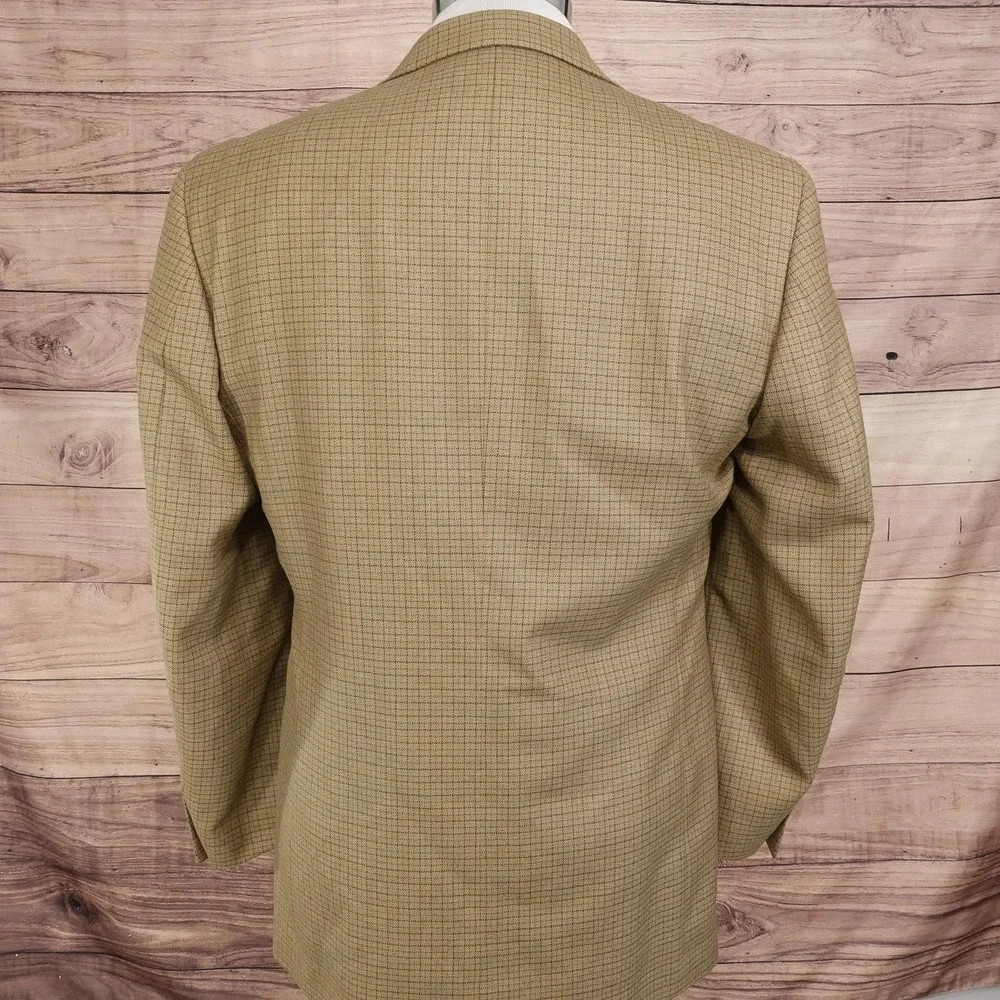 Nautica Blazer Mens 38R Beige Check Lambswool Tweed Sport Coat Jacket Notch